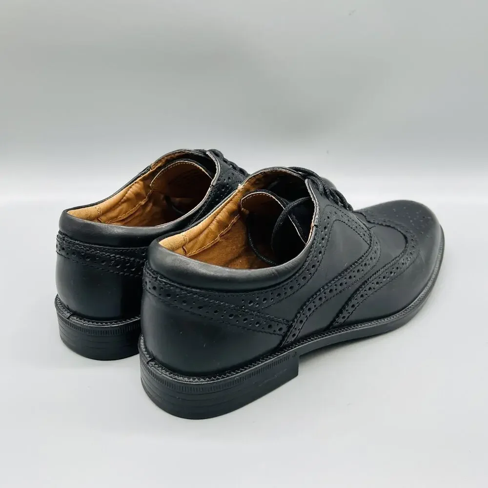 GH Bass & Co Shoes Mens 8.5 Black Leather Flex Step Wingtip Oxford Dress Brogue